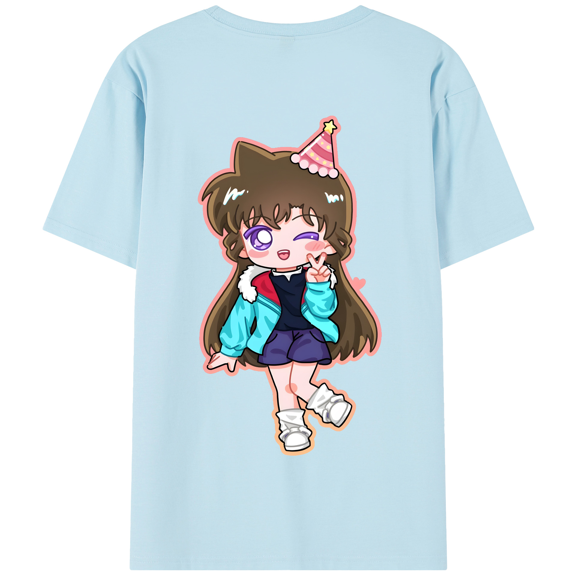 （画像用） 名探偵コナン 毛利 蘭 もうり らん、モーリ ラン Detective Conan Rachel Moore 綿100％半袖Tシャツ（背面プリント）